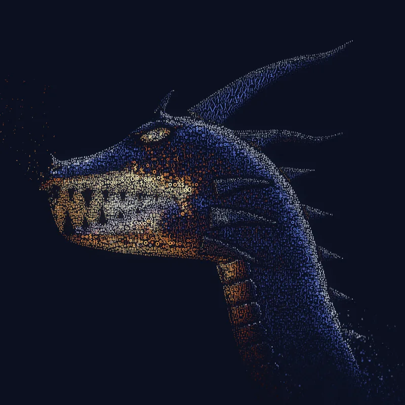 A dragon drawn in glyphs